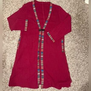 Elegant Red Cardigan with Textured Fabric